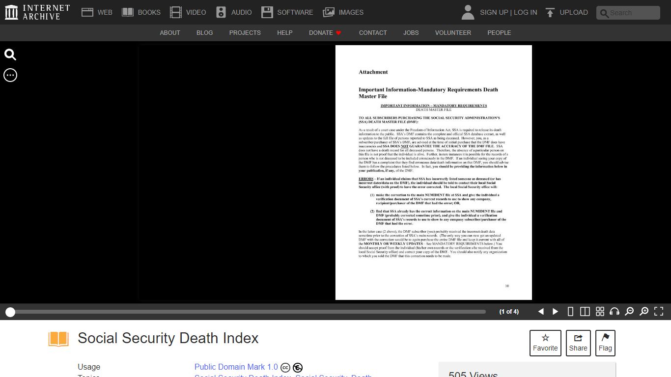 Social Security Death Index - Internet Archive